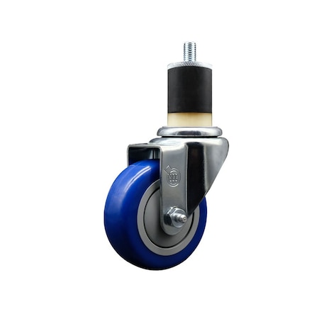 Service Caster 3.5'' Blue Poly Wheel Swivel 1-7/8'' Expanding Stem Caster SCC-EX20S3514-PPUB-BLUE-178